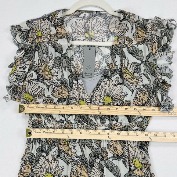 Anthropologie Blank London Dress Womens XS Gray Floral Flounce Maxi Wrap - Picture 13 of 14